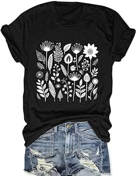 Women Wildflower Shirt Boho Flower T Shirts Botanical